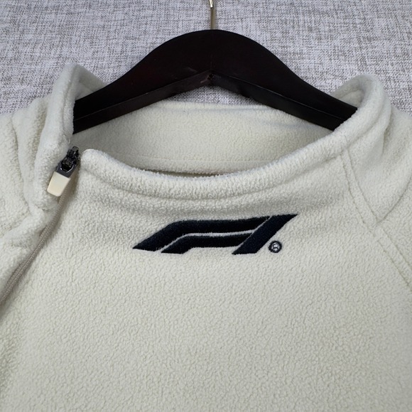 Formula 1 F1 PacSun Cream Fleece Quarter Zip Pullover Mens Medium Motorsport - Picture 2 of 11